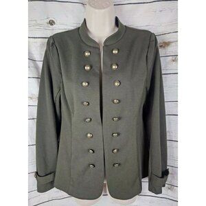 Modcloth Army Olive Green Military Jacket M Stretch Knit Blazer Glam Believer